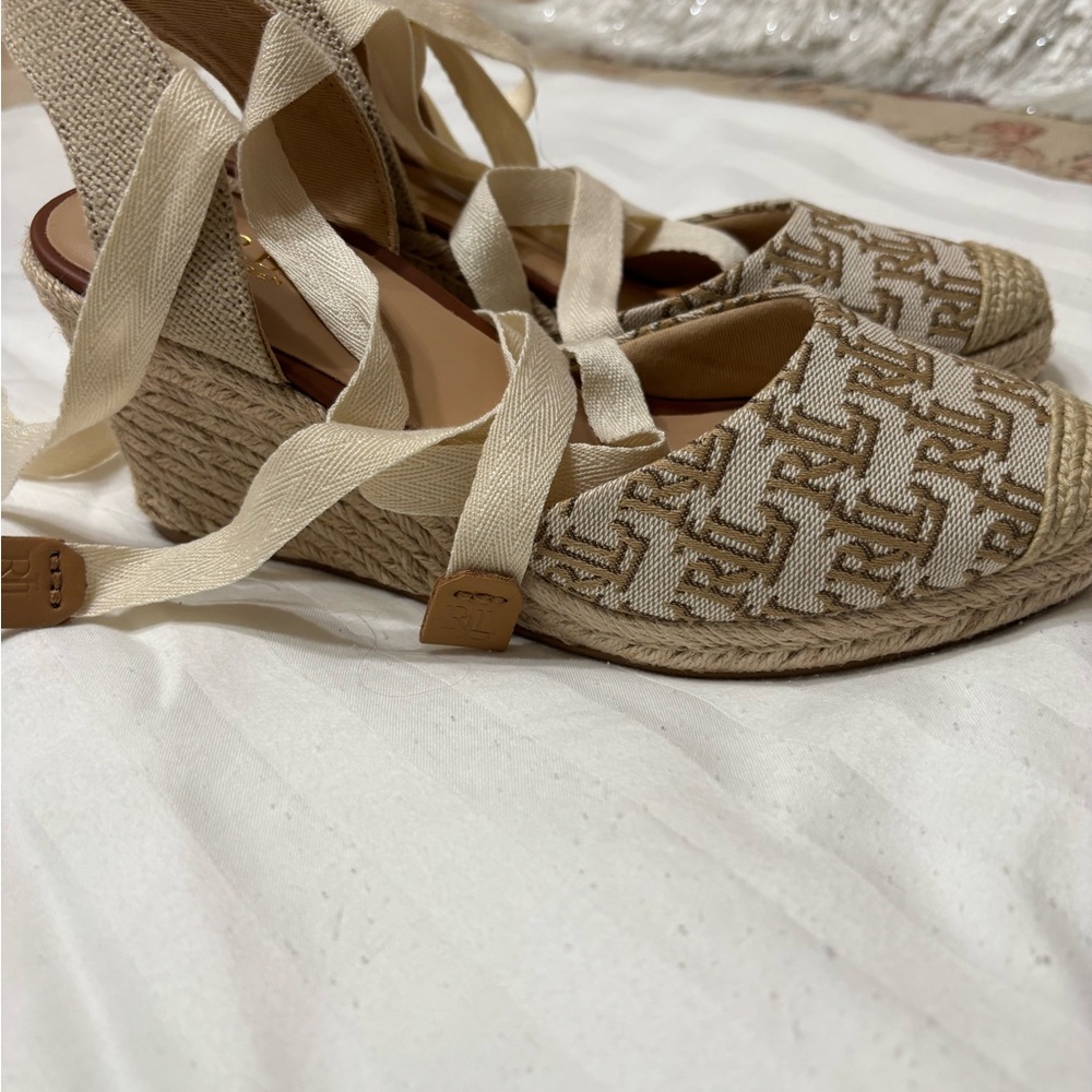 Polo Ralph Lauren Beige Patterned Wedges